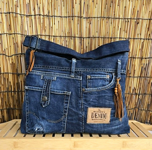vintage denim handmade artisan sholder bag