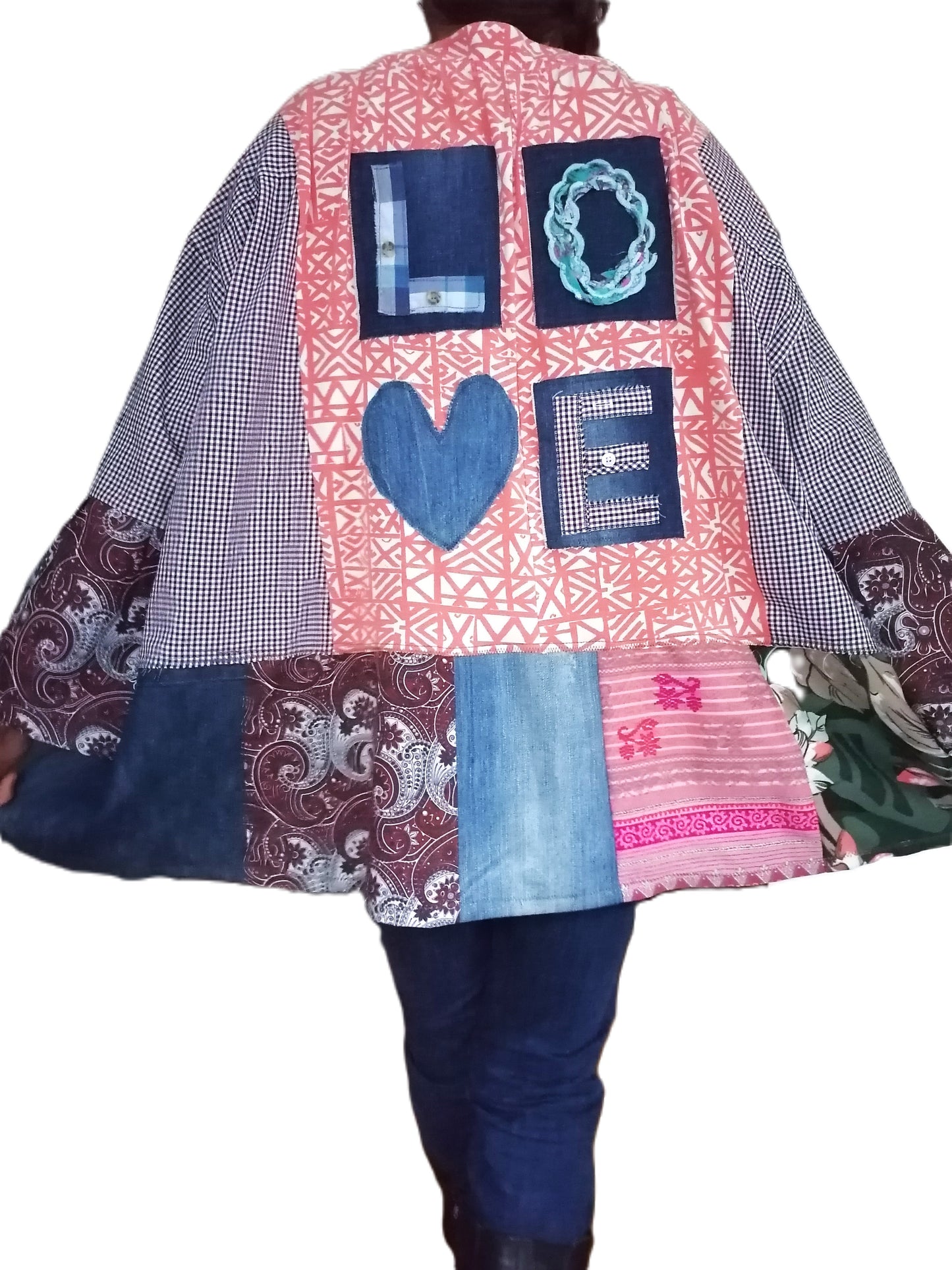 Flowy patchwork hippie duster dress – sustainable fashion for her
