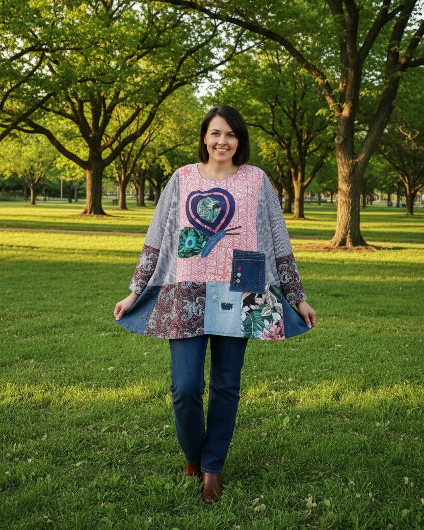 Handcrafted eco-friendly tunic dress with a romantic rustic aesthetic
